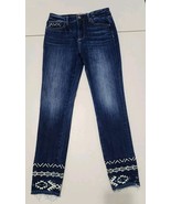 Driftwood Jackie High Rise Skinny Tribal Embroidered Jeans Size 27x28 (2... - $34.00