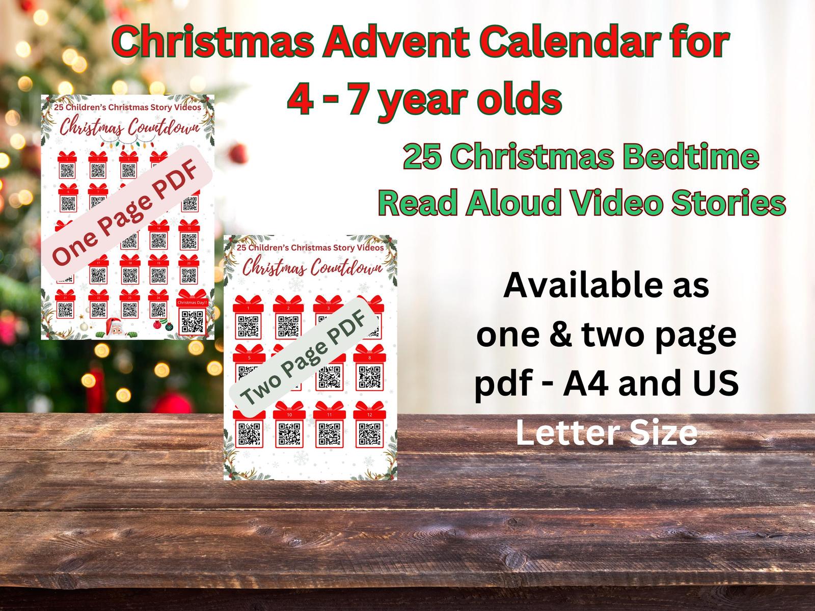 Christmas Advent Calendar with Bedtime Story Read Aloud and Follow Along - $4.50