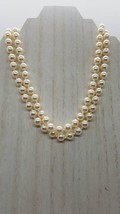 Roman RMN Hand Knotted Simulated Pearl Multi Strand 15&quot; Necklace White Luster - £15.93 GBP