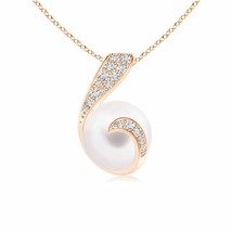 ANGARA Freshwater Pearl Pendant with Diamond Twist in 14K Gold (Grade-AA Size-8) - £313.84 GBP