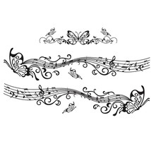 3 Pcs  Note Sticker Butterflies Sheet Music Car Hood Decals Body Stickers Pvc Sc - £48.88 GBP