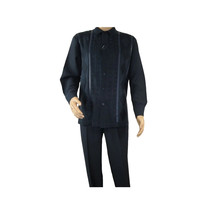 Men Silversilk 2pc Fancy walking leisure suit Italian woven knits 4411 Navy Blue image 10