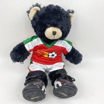 Teddy Bear Soccer Player Plush BAB Black Uniform Cleats #97 Stuffed Animal 17&quot; - £19.03 GBP