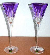 Waterford Lismore Pops Crystal Purple Champagne Toasting Flute Pair 10&quot; New - £234.33 GBP
