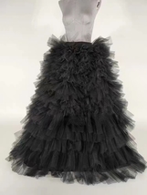 Black Full Fluffy Gown Skirt Custom Plus Size Women Tulle Prom Party Maxi Skirt image 6