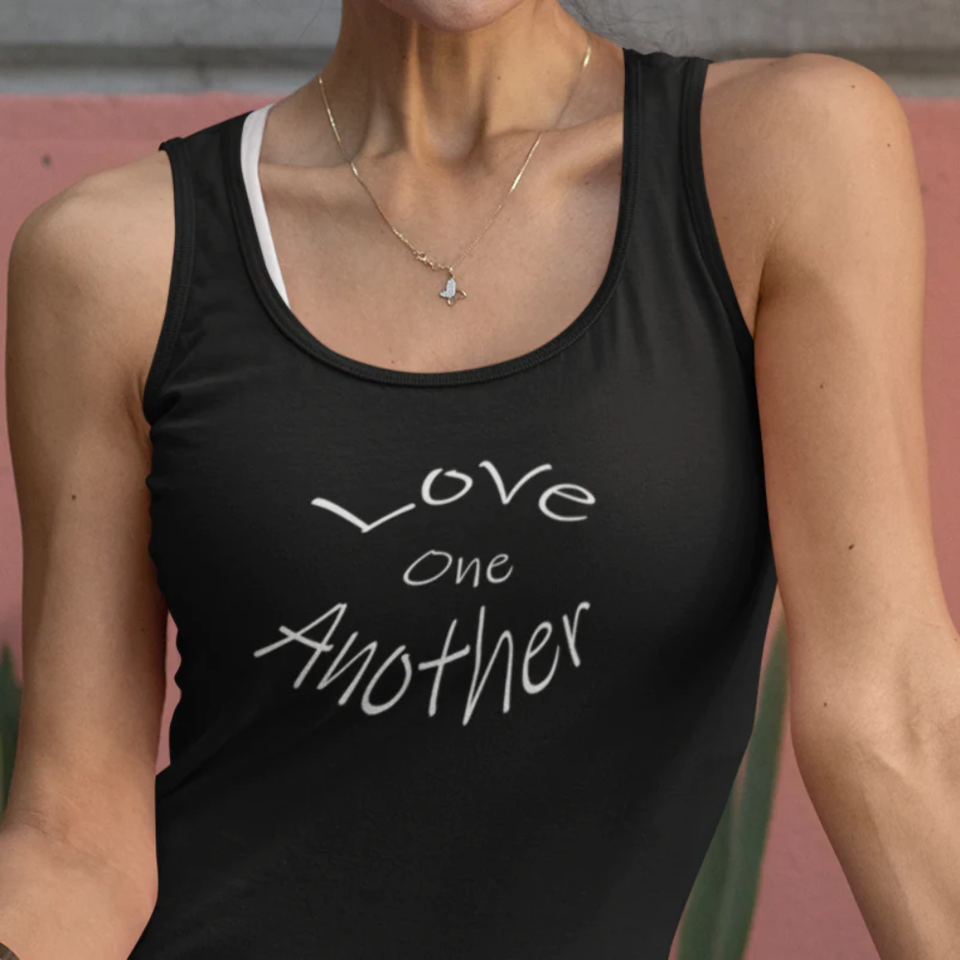 Bella & Canvas Jersey Tank "Love One Another" white graphic