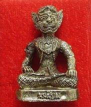 Thai Hindu Mini Brass Amulet Phra Pirap Giant Wisdom Success Lucky Real Talisman - £21.20 GBP