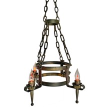 Antique Arts and Crafts Wrought Iron Chandelier Four Lights - $350.63