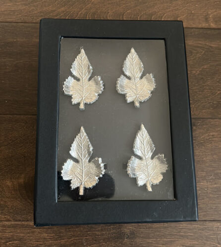 Primary image for Tahari Home Silver Tone Maple Leaf Napkin Rings New Fall Thanksgiving