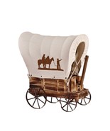 Covered Wagon Table Lamp Country Western Iron Fir Wood 13.4&quot; High Cowboy... - £100.98 GBP