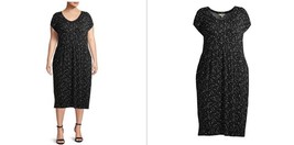 Terra &amp; Sky Plus Size Printed V-Neck Midi Dress, Midi Plus Size Women&#39;s Dress, - £7.83 GBP