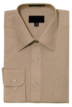 NEW Men&#39;s Regular Fit Long Sleeve Solid Color Dress Shirts Beige - £36.10 GBP