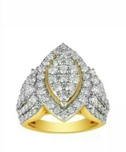 3Ct Simulated Marquise Diamond Cluster 10k Yellow Gold Plated Engagement Ring - £61.47 GBP