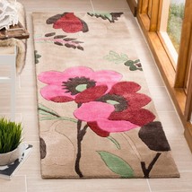 SAFAVIEH Bella Collection 2'3" x 7' Sand / Multi BEL116A Handmade Floral Premium - £125.30 GBP