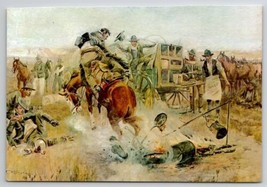 Charles Russell Cowboys Bronc To Breakfast On Display At Helena MT Postcard D45 - £5.60 GBP