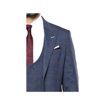 Men 3pc European Suit WESSI by J.VALINTIN Extra Slim Fit JV33 Navy Window Pane image 6