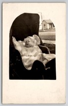 RPPC Cute Baby Lucille In Her Stroller c1910 Real Photo Postcard T23 - £3.11 GBP