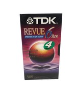NIP TDK Revue 6 Hour Blank VHS Tapes T-120 4 Pack Brand New Factory Sealed - £31.53 GBP