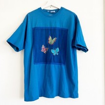 Vintage Johnny Was 90s Embroidered Butterfly T Shirt USA Single Stitch O... - £36.67 GBP