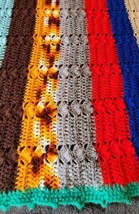Crocheted Afghan Blanket Throw Handmade 63x42 Inches Striped Granny Cottage Core - £16.89 GBP
