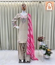 Beige Farsi Suit - Exclusive French Crape Salwar Suit with Soft Organza ... - $45.00