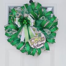 Shamrock Wreath, St. Patrick's Day Front Door Decor, Lucky Welcome Sign - $54.99