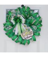 Shamrock Wreath, St. Patrick's Day Front Door Decor, Lucky Welcome Sign - $54.99