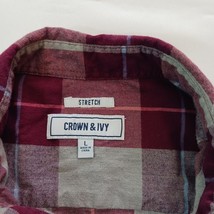 Crown & Ivy Crown Stretch Flannel Stretch Cotton Blend Plaid Shirt Red Men Sz L image 3