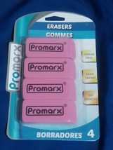 NEW Erasers Set of 4 Promarx, Smear Free Erasers, Super Value, Rapid Erase Use - $2.82