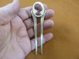 (CAH2-1) RARE African American Woman profile brown CAMEO Hairpin hair pi... - $28.99