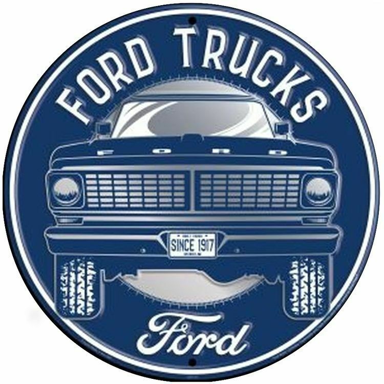 Ford Trucks 24" Round Embossed Tin Metal Sign Round Embossed Tin Metal Sign - £58.14 GBP