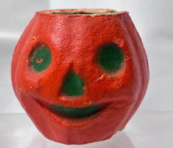 Halloween Jack O Lantern Pumpkin Vtg  Paper Mache Pulp Seasonal Spooky Decor - £101.65 GBP