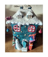 Holiday House Ceramic Centerpiece Candle Holder Snowman Snow Covered Roof - $256.22 MXN