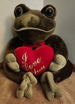 Dan Dee HUGE Green Frog Red Heart Velvety Plush I Love You Valentine  28&quot; - £19.78 GBP