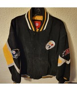NFL PITTSBURGH STEELERS XL Logo Black Suede Leather Jacket Coat Men&#39;s XL - £71.57 GBP