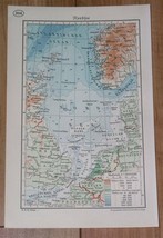 1937 Original Vintage Map Of North Sea / Great Britain Norway Iceland - £16.80 GBP