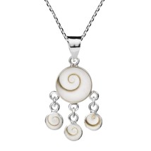 Round Swirl Shiva Shell Dangle .925 Silver Pendant - £23.38 GBP