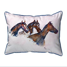 Betsy Drake Three Horses Large Indoor Outdoor Pillow 16x20 - £37.50 GBP