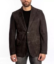 Elegante Blazer Formal de Cuero Gris Oscuro Hombres Blazer de Gamuza Pur... - $2,458.92 MXN+