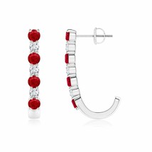 ANGARA Natural Ruby Hoops Earrings in 14k Solid Gold (Grade-AAA, 3mm) - £1,258.03 GBP