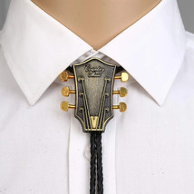 MUSIC Guitar heads copper and  silver color bolo tie for man cowboy western - £12.34 GBP