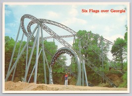 Six Flags Over Georgia Mind Bender Roller Coaster Atlanta GA Vintage Postcard - £10.80 GBP