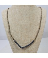 Vintage Aleola Necklace Blue Gray Beaded w/ Small Gold Tone Beads 32 Inch - €12,49 EUR