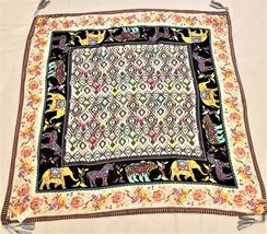 Johnny Was  Tasseled Scarf/Shawl 100% Silk Floral and Lucky Elephant Print - £62.91 GBP