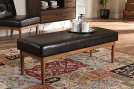 Mabel Dark Brown Faux Leather Upholstered Wood Dining Bench - $4,110.03 MXN