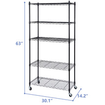5-Shelf Steel Wire Tier Layer Shelving 30.1X14.2X63&quot; Tough Holder Storag... - $94.99
