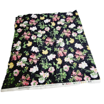 Birdsong Pattern Wilmington Prints Fabric 40 x 44 Black Pink Floral Vintage - £11.63 GBP