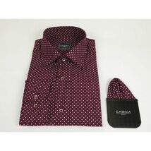 Men's Shirt Hankie CASILA Turkey Cotton Blend 501920-11 Burgundy Polka Dots image 4