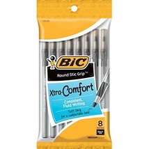 BIC Ultra Round Stic Grip Ball Pen, Medium Point, 1.2mm, Black, 8-Count (GSMGP81 - £15.13 GBP