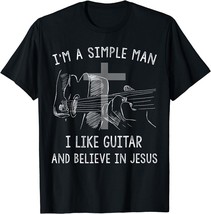 I&#39;m A Simple Man I Like Guitars And Believe In Jesus Vintage T-Shirt - £11.21 GBP+